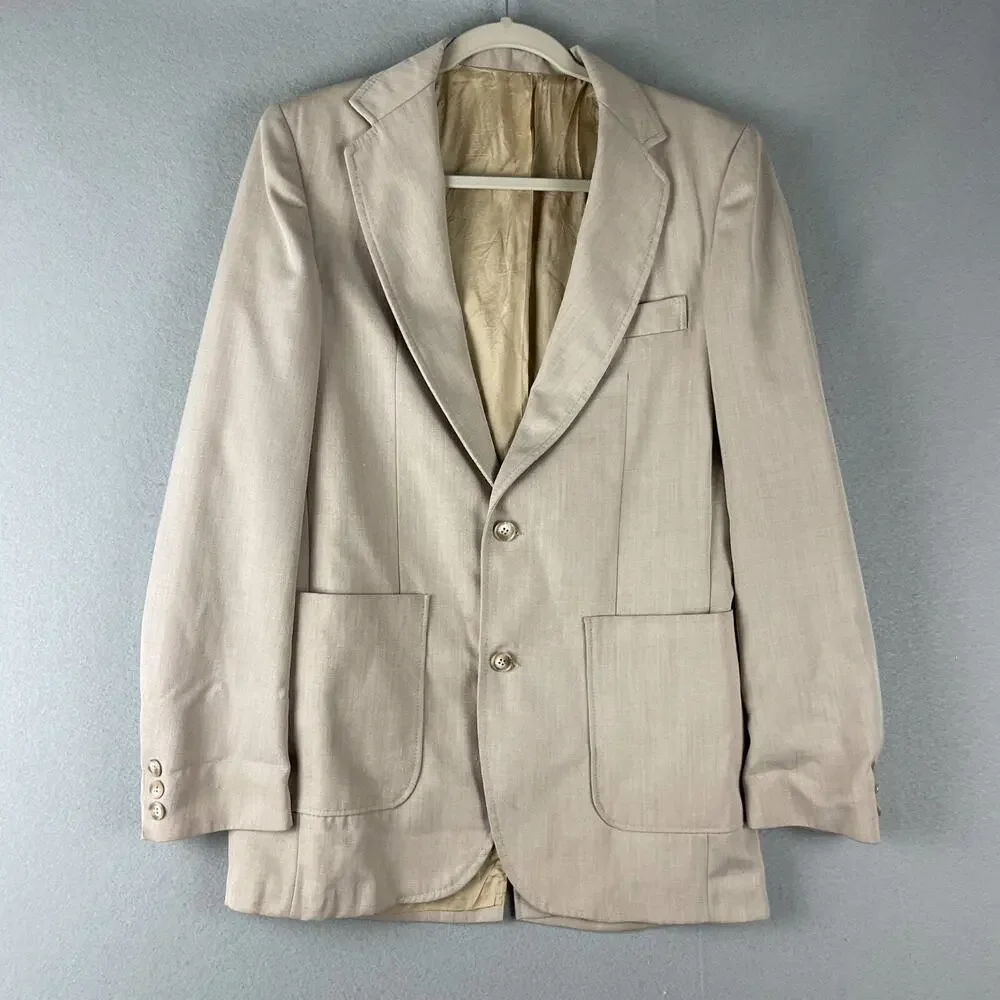 Vintage Angels Flight Blazer Jacket Mens 36R Beige 70s Tobias Kotzin USA Retro